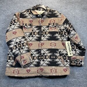 Outdoor Trading Skyler Jacket Women 3X Tan Aztec Fleece Snaps‎ Wool Blend NWT